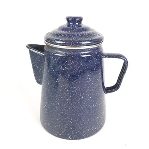 🔥Read 1st Blue Speckled Enamelware Coffee Pot Campfire Cookware Essential 